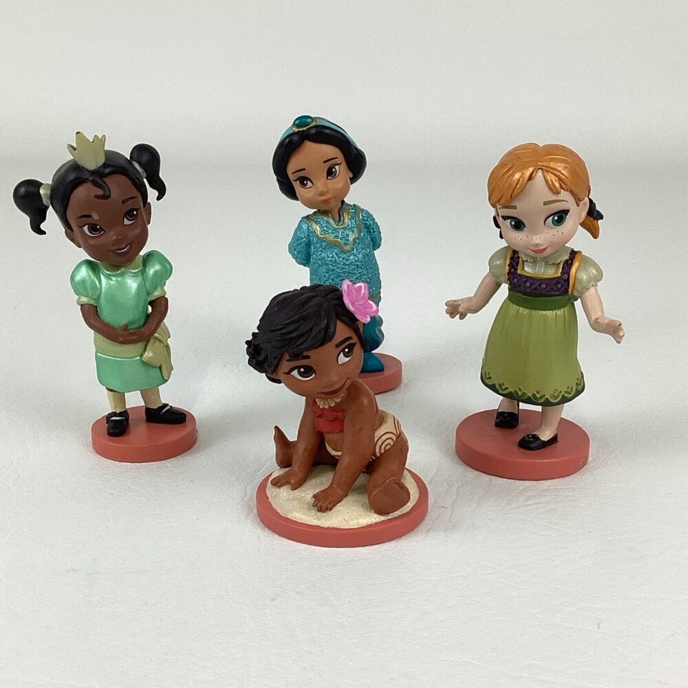 Disney Animators Mini 3" Princess Lot Tiana Moana Jasmine Anna Toddler PVC Dolls